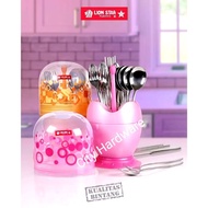 LION STAR RUBY Plastic Cutlery Holder with Cover Spoon Holder Cutlery Keeper/ Bekas Sudu Bertutup