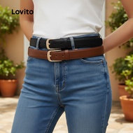 Lovito Casual Belt Metal All Seasons Black Belt for Women LFA83217 Tali Pinggang Kasual Logam Hitam 