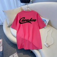 COD Real Shot Combed 100% Cotton Summer Short-Sleeved T-Shirt Women Printed Loose Korean Version Sum