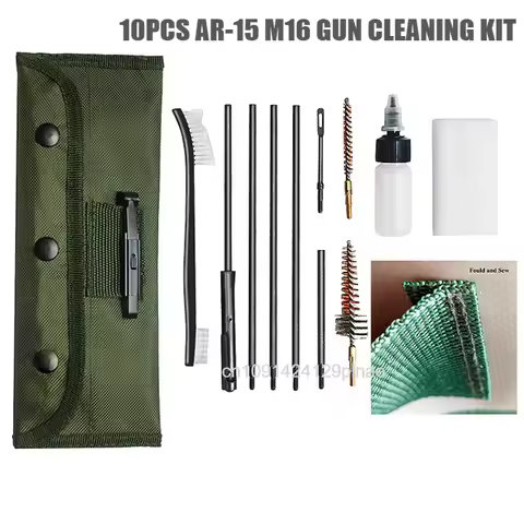 10pcs AR-15 M16 Gun Cleaning Kit .22 22LR .223 556 Rifle Gun Brushes Set 20 - 25 Caliber Cleaning Ki