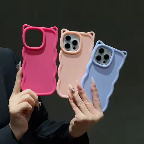 3D Cat Ear Candy Silicone Waves Phone Case for Infinix Note 60 50 40 Pro Plus 40S Note 30 4G 5G Smar