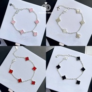 DuyAnh Silver women's Silver bracelet with 4 leaf clover and real Silver hanging stone