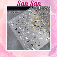 Gold Border sticker, Silver Border Heart sticker, pre-styled sticker, nail stiker