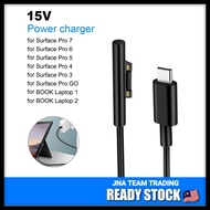Microsoft Surface Pro 6 5 4 3 Tablet 1.5m 15V 3A USB Type-C USB C Charging Cable Cable Cord