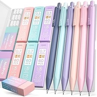 Nicpro 6PCS Pastel Mechanical Pencil Set, 0.5 & 0.7 mm with 6 Tubes HB Lead Refill, 3PCS Eraser and 