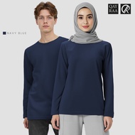 QAYRAA (P1) Jersey Plain Microfiber Long Sleeve Round Neck / Size : S-5XL / Women Muslim Wear / Jers