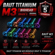 Titanium Bolt BIG Head M3 Grade 5 Titanium Material Ti-6Al-4V