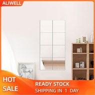 aliwell GLOGLOW 9 Pieces Mirror Wall Stickers Plastic Square Self Adhesive Tiles 6 Inch by Non Glass
