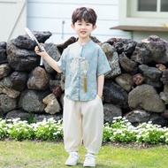 2026 Boys Short-Sleeved Chinese Suits Children Chinese Style Hanfu Children Boys Kindergarten Hanfu 