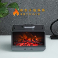 A-T💙Silver Fireplace Flame Aroma Diffuser Fireplace Diffuser Ultrasonic Humidifier Household Essential Oil Diffuser JHMY