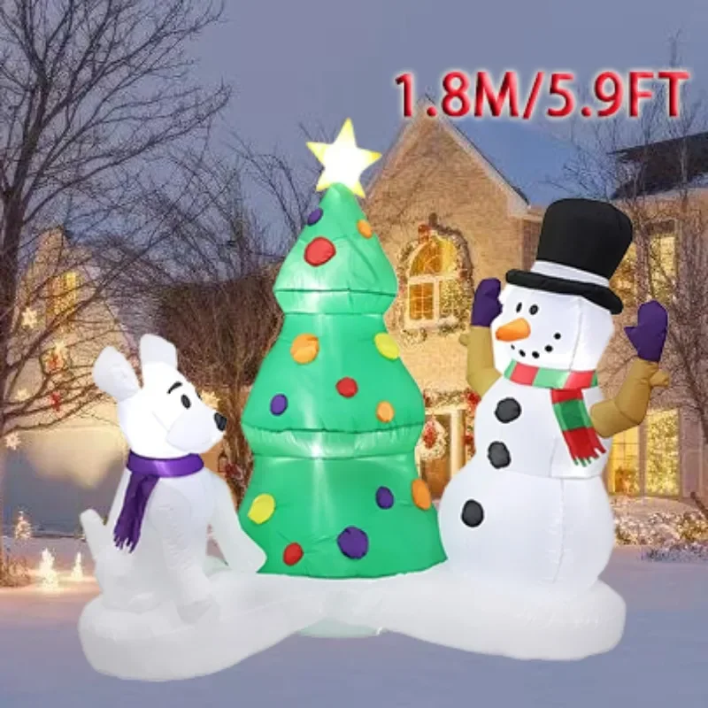 5.9FT Christmas Snowman Inflatable Toy Santa Claus Christmas Tree Bear Inflatable Air Model Christma