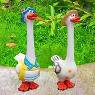 PEWANYMX Garden Geese Sculpture, Cute Resin Geese Figurine, Animal Sculpture Funny Handmade Rustic D