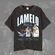 Nba Lamelo Ball T-shirt/Kaos Basketball Ball Vintage Washing Lamelo Ball The Rookie Unisex
