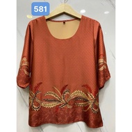 Women's Silk Shirt High Quality Collar Designer Products with Luxurious Stone-embellished Cotton Pat