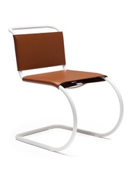 KNOLL MR LEATHER ARMLESS SIDE CHAIR — COGNAC