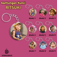 GANTUNGAN KUNCI RITSUKI KADO GANCI BULAT INFLUENCER LUCU PRINT CUSTOM SEMAUMUG