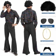 Halloween 70's Disco Couple Costume Cosplay Costumes Vintage 80's Hippies Costume Men  Music Festiva