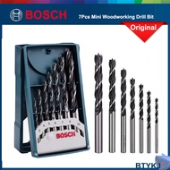 Bosch 7Pcs Mini Woodworking Drill Bit Set 3/4/5/6/7/8/10mm Bit Brad Point Wood Drill Bit Set for Soft and Hardwood