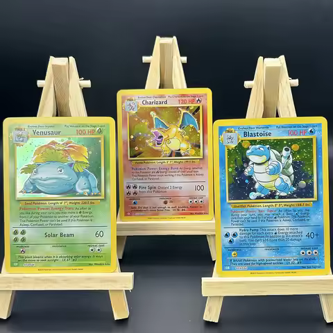 3pcs DIY PTCG Self made card Blastoise Charizard Venusaur Kanto Starters English Version Anime Game 