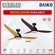 [FREE INSTALLATION] DAIKO Shinji GEN3 36"/46"/52" DC Ceiling Fan (with Philips 24w LED Tri-Color Light , Dimmable and Remote)