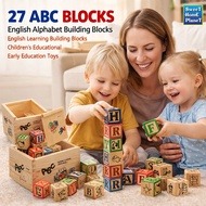 27 ABC Wooden Alphabet Blocks Educational Toy for Kids Early Learning English Building Blocks Set Bu