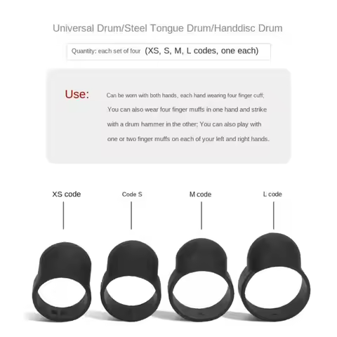 4 Pcs/Set Finger Sleeve Set Drumstick Silicone Tongue Drum Finger Sleeves Knocking Universal Percuss