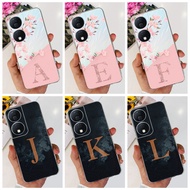 Honor X7b 5G 2023 Beautiful Flower Fog Initial Letter Phone Casing HonorX7b X 7B 5G CLK-LX1 CLK-LX2 