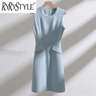 RYRYSTYLE ชุดทำงานเดรสเข้ารูปมืออาชีพเปิดไหล่แขนกุดสำหรับผู้หญิง23803 Dress Model Baru