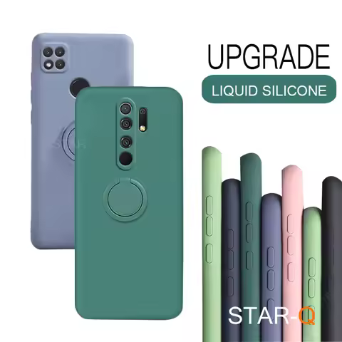 Liquid Silicone Ring Holder Phone Case For Xiaomi Redmi 9 9a 9at 9c Nfc Redmi9 C At Original Soft Ba