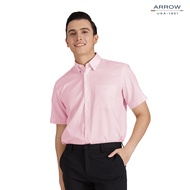 ARROW Wrinkle Free SHIRT -รีดง่าย ยับยาก - เสื้อเชิ้ตทำงานแขนสั้นสีชมพู ทรง COMFORT FIT รหัส MACC635