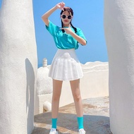 Cotton Candy Color T-Shirt Pleated Skirt Set Womens Dance Performance Outfit Sisters Matching Dancew