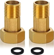 Pack of 2 Brass Water Meter Screw Connection, 3/4 Inch Male x 1 Inch Female Thread, Movable Pipe Fit