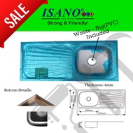 Isano Stainless Steel Sink | Kitchen Sink | Sinki Dapur | Single Bowl Sink | FREE Waste &amp; Bottle Trap