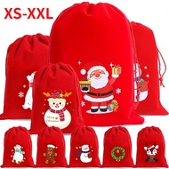 Red Christmas Velvet Bags Drawstring Pouch Candy Snack Gift Bag Bracelet Jewelry Packaging Storage Bags New Year 2024