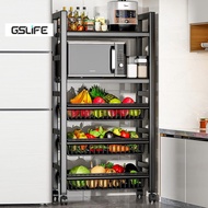 GSlife Kitchen Storage Rack with Wheels, Microwave Stand Organizer for Pantry Pot Vegetable