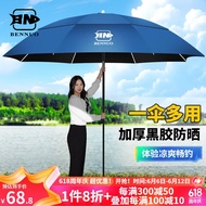 本诺（BENNUO）钓伞万向大钓伞防晒抗风防暴雨伞加厚黑胶户外遮阳伞台钓鱼拐杖伞 2米 雾蓝【加厚防晒 双层黑胶】 防暴雨抗大风