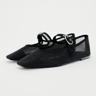 JY9 Summer Mary Janes - Black Light Gauze Casual Flats