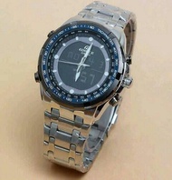 Jam Tangan Casio Edifice efa-133 Dua Jam Silver Blue Kw Super