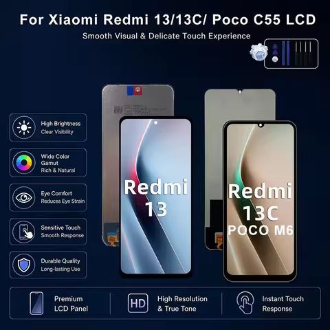 New Test AAA+ LCD For Xiaomi Redmi 13 13C Display Touch Screen For 24040RN64Y 23106RN0DA 2404ARN45A 