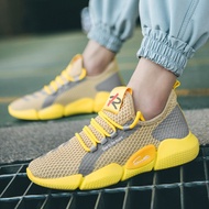 Korean Sneakers for Men Fashion Shoes Platform Heels Chunky Rubber Shoes(Yellow)