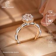 OS5-MR94-CG Women's Moissanite Ring Henri Moissan Star Permata 5 Layer 18k Gold Plated Original GRA 