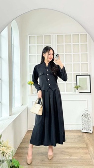 Mv Shop 8077 Gamis + Blazer Satu Set 2 pcs Katun Crepe Premium Fashion Muslim