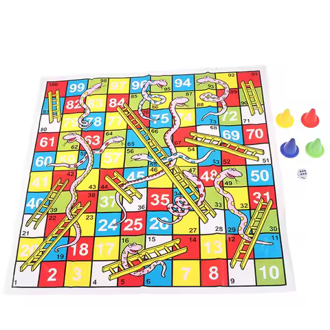 1Set Snake Ladder Educational Kids Children Toys Interesting Board Game Set Portable Flying Chess Bo