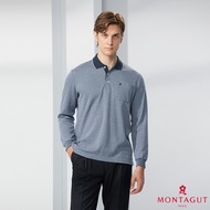 [MONTAGUT MONTAGUT] Pattern Long-Sleeved POLO Shirt (W1203-68 Blue)