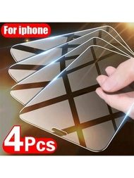 4 Paquetes De Vidrio Templado 9h: Protector De Pantalla Hd De Cobertura Completa Compatible Con Iphone 6 A 15 Pro Max - Resistente A Rayones Y Fácil De Instalar Compatible Con Iphone 15 14 13 12 11 Pro Max X Xr Xs Max 8 7 6 6s Plus