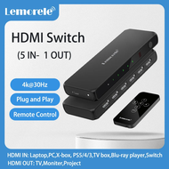 Lemorele G96 HDMI Switch Splitter 5 Port HDMI 4K Switcher Selector Box 5 in 1 out with IR Remote HDR