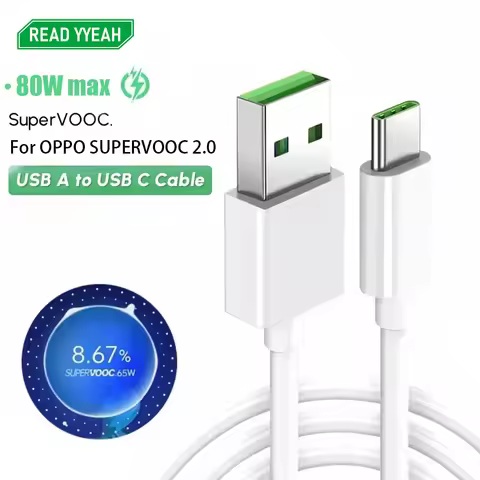 For OPPO 80W SUPERVOOC 2.0 Fast Charger Cable For Reno8 Reno9 Reno10 Pro+ K10 Find X5 X6 Pro USB Typ