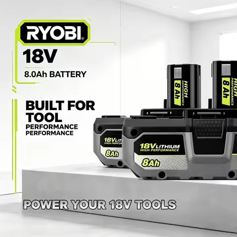 Rechargeable RYOBI 18V 4.0/6.0/8.0Ah Battery – Replace Old Packs, Powers Trimmers, Blowers & Mowers 