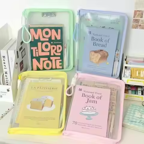 Transparent Zippered Document Storage Bag with Clip Expanded Mesh Zipper Pouch Bags for Storing Teac