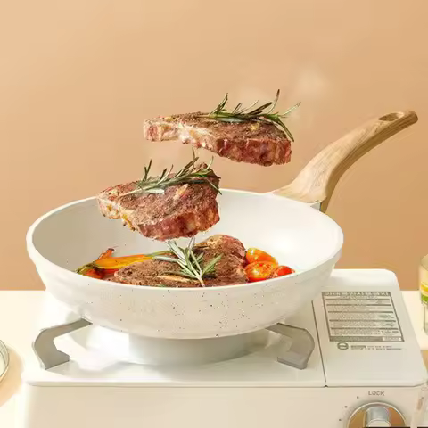 Non-stick Wok Frying Pan Ceramic Pot Medical stone Induction Gas Stove Universal Cookware Steak Cook